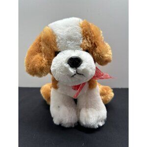 Best Made Toys Cuddly & Soft Toy Tan White Dog Plush With Red Bow For All Ages